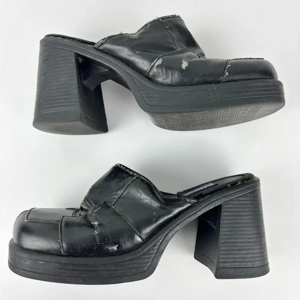 Vintage Bubblegum Patchwork Chunky Heeled Platform Slides 8